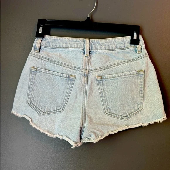 Pac Sun High Rise Festival Ripped Short Denim Jean Shirts. Size 24. - Picture 2 of 2